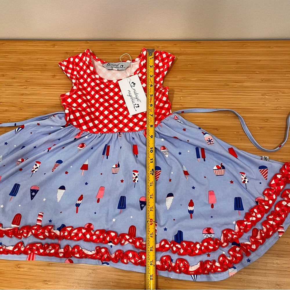 Midnight Magnolia 3T Dress Patriotic NEW July Red White Ice Cream Girls Twirl - Picture 8 of 8